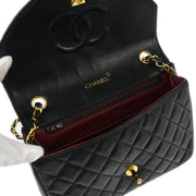 Chanel Black Lambskin Single Flap Shoulder Bag