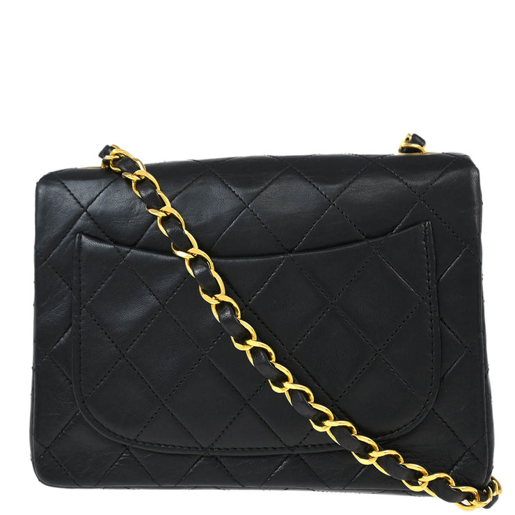 Chanel Black Lambskin Mini Classic Square Flap Shoulder Bag 17