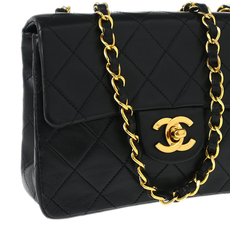 Chanel Black Lambskin Mini Classic Square Flap Shoulder Bag 17