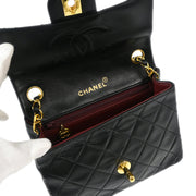 Chanel Black Lambskin Mini Classic Square Flap Shoulder Bag 17