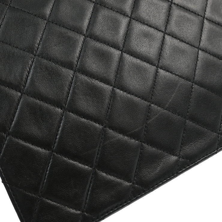 Chanel Black Lambskin Pushlock Small Half Flap Shoulder Bag