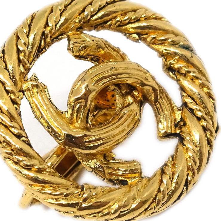 Chanel Button Earrings Gold Clip-On 2236