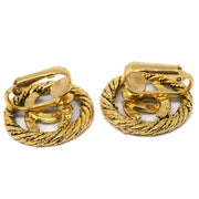 Chanel Button Earrings Gold Clip-On 2236