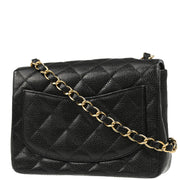 Chanel 2003-2004 Black Caviar Mini Classic Square Flap Bag 17