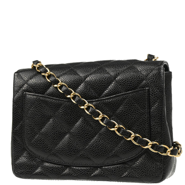 Chanel 2003-2004 Black Caviar Mini Classic Square Flap Bag 17