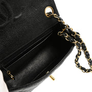 Chanel 2003-2004 Black Caviar Mini Classic Square Flap Bag 17