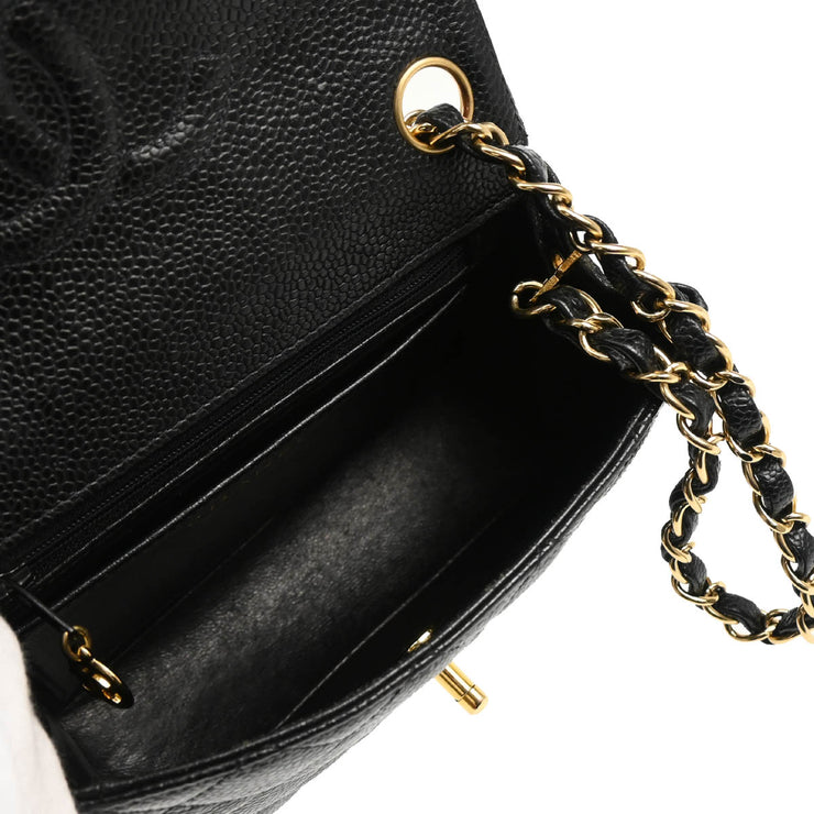Chanel 2003-2004 Black Caviar Mini Classic Square Flap Bag 17