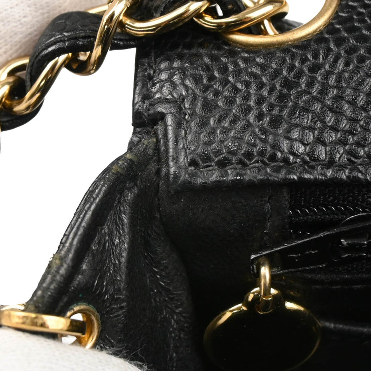 Chanel 2003-2004 Black Caviar Mini Classic Square Flap Bag 17