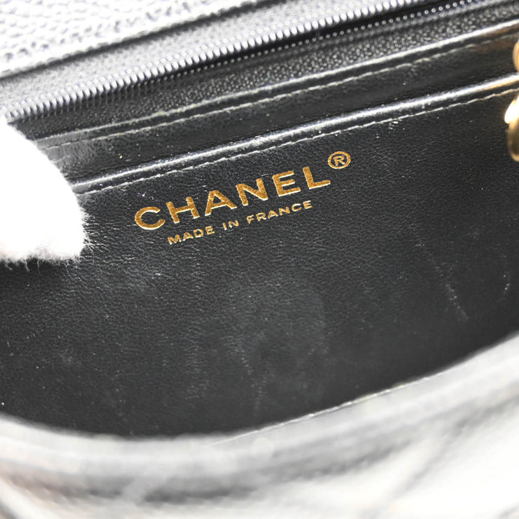 Chanel 2003-2004 Black Caviar Mini Classic Square Flap Bag 17