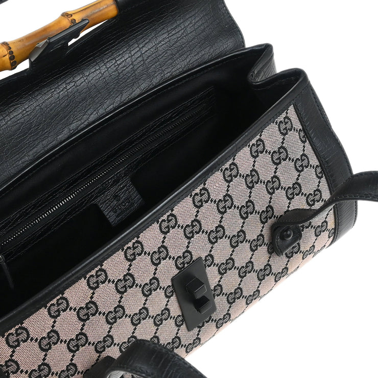 Gucci Black GG Bamboo Handbag