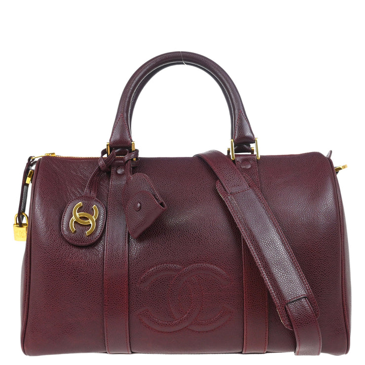 Chanel 1994-1996 Bordeaux Caviar 2way Duffel Handbag