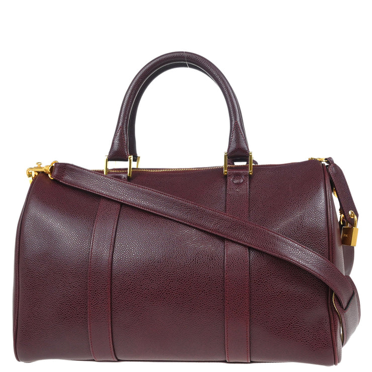 Chanel 1994-1996 Bordeaux Caviar 2way Duffel Handbag