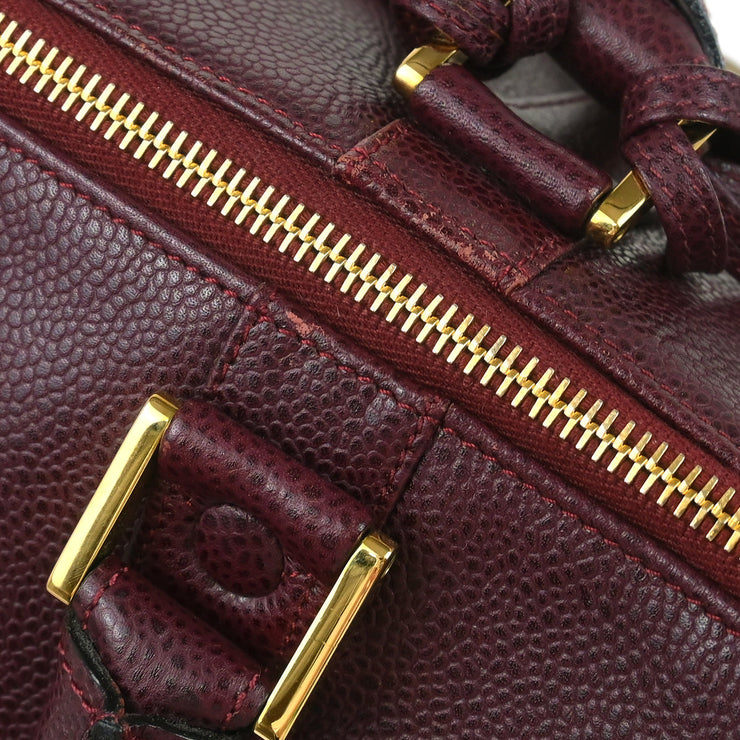 Chanel 1994-1996 Bordeaux Caviar 2way Duffel Handbag