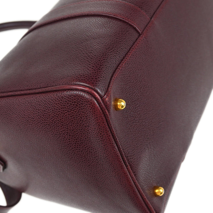Chanel 1994-1996 Bordeaux Caviar 2way Duffel Handbag