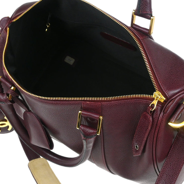 Chanel 1994-1996 Bordeaux Caviar 2way Duffel Handbag