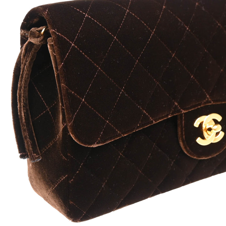 Chanel 1994-1996 Brown Velvet Classic Flap Chain Backpack