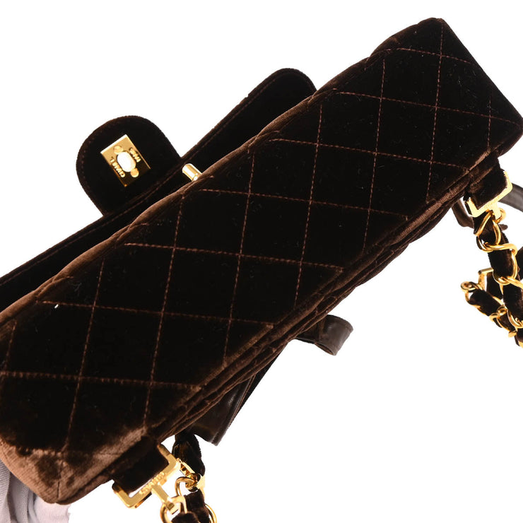Chanel 1994-1996 Brown Velvet Classic Flap Chain Backpack