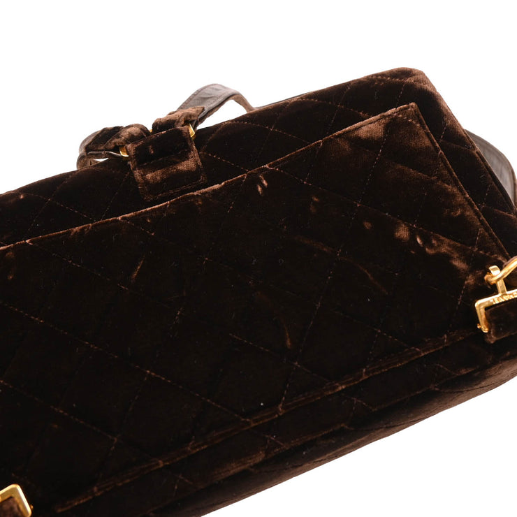 Chanel 1994-1996 Brown Velvet Classic Flap Chain Backpack