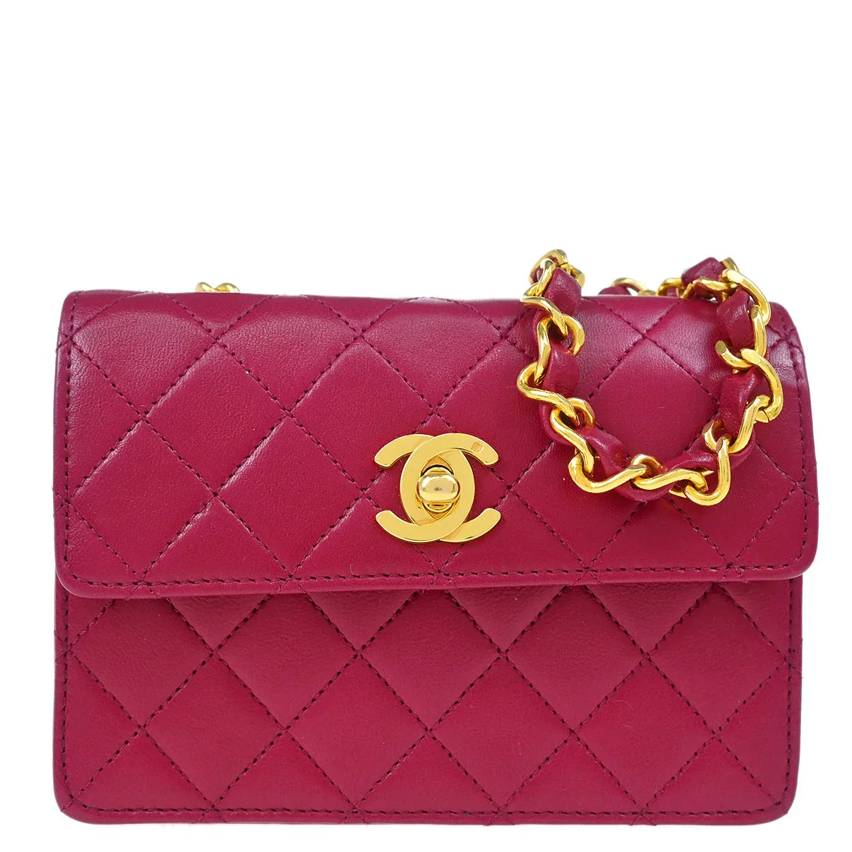 Chanel 1989-1991 Purple Lambskin Single Flap Shoulder Bag