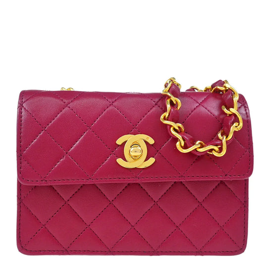 Chanel 1989-1991 Purple Lambskin Single Flap Shoulder Bag