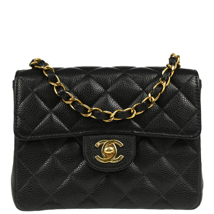 Chanel Black Caviar Mini Classic Square Flap Bag 17