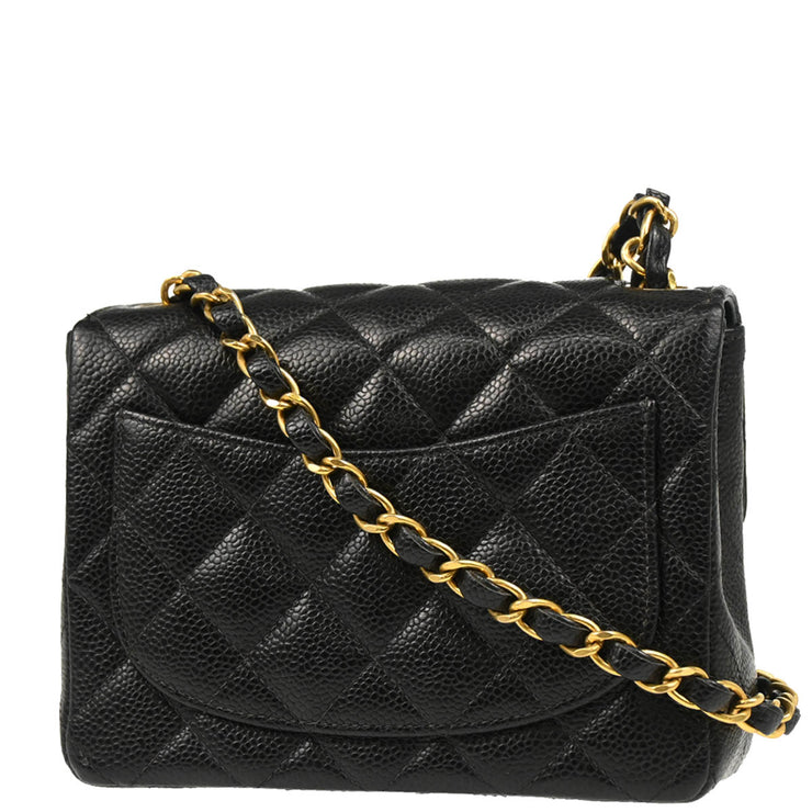 Chanel Black Caviar Mini Classic Square Flap Bag 17