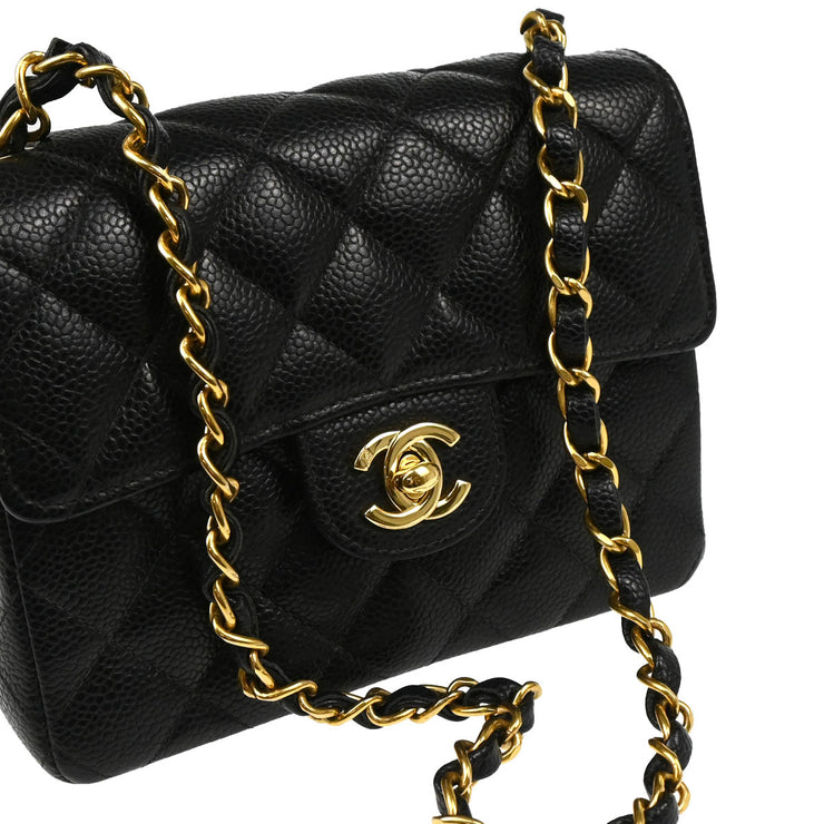 Chanel Black Caviar Mini Classic Square Flap Bag 17