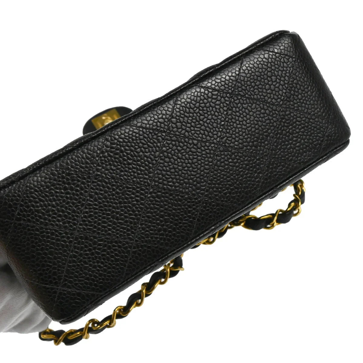 Chanel 2003-2004 Black Caviar Mini Classic Square Flap Bag 17