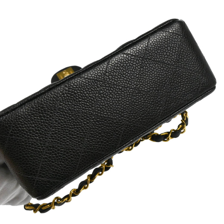 Chanel Black Caviar Mini Classic Square Flap Bag 17