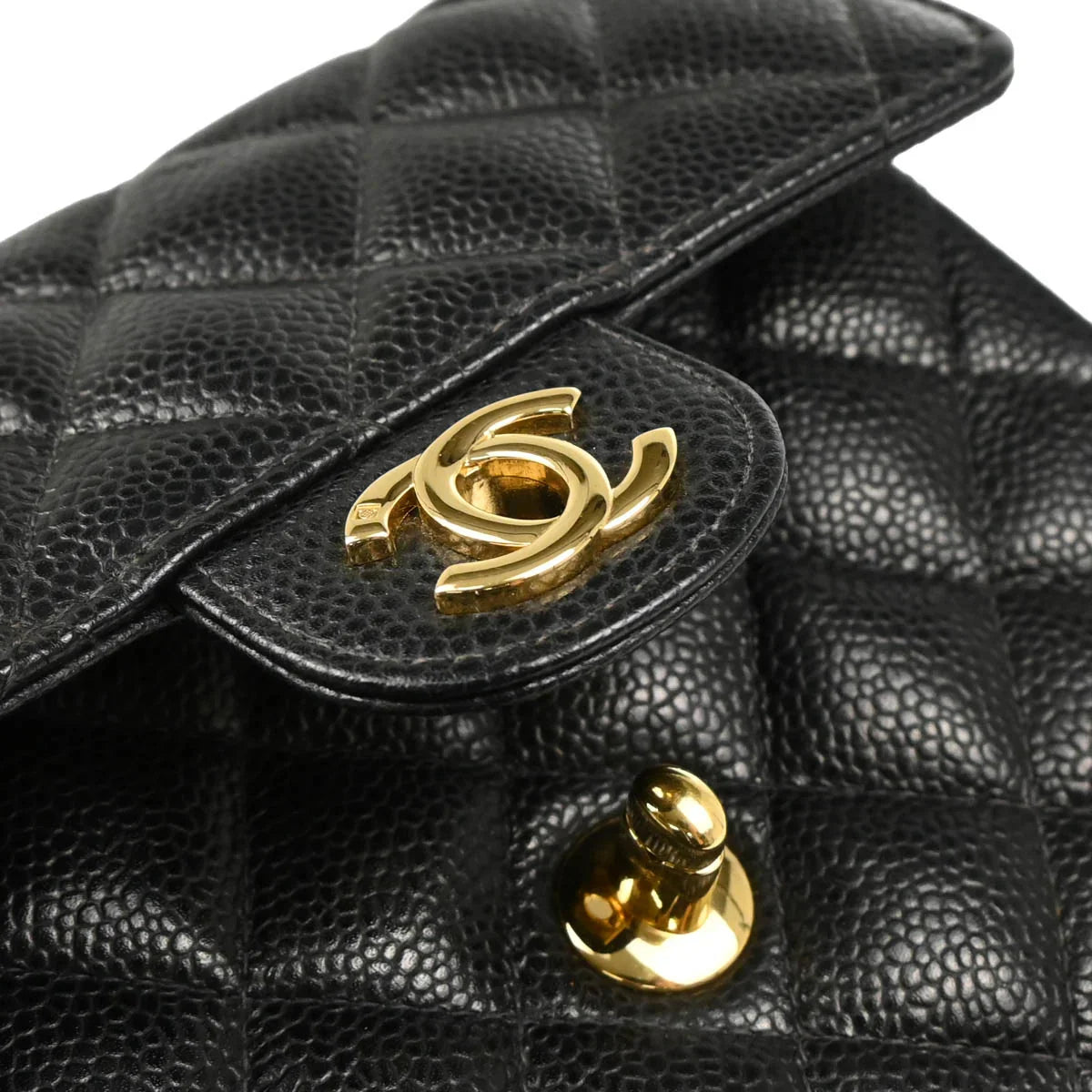 Chanel 2003-2004 Black Caviar Mini Classic Square Flap Bag 17