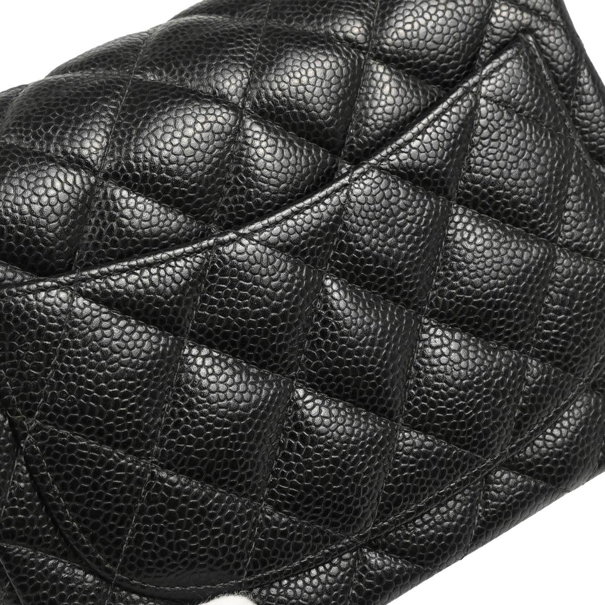 Chanel 2003-2004 Black Caviar Mini Classic Square Flap Bag 17