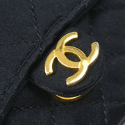 Chanel 1989-1991 Black Satin Chain Mini Shoulder Bag