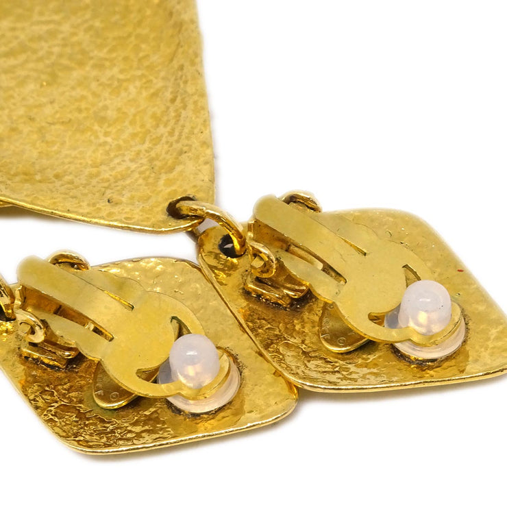 Chanel Rhombus Dangle Earrings Clip-On Gold 94P