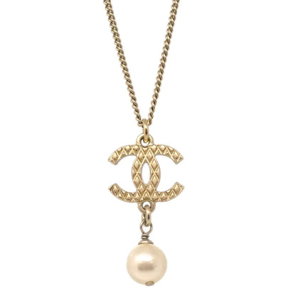 Chanel Chain Pendant Necklace Costume Pearl Gold 09A