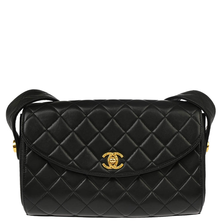 Chanel Black Lambskin Single Flap Shoulder Bag