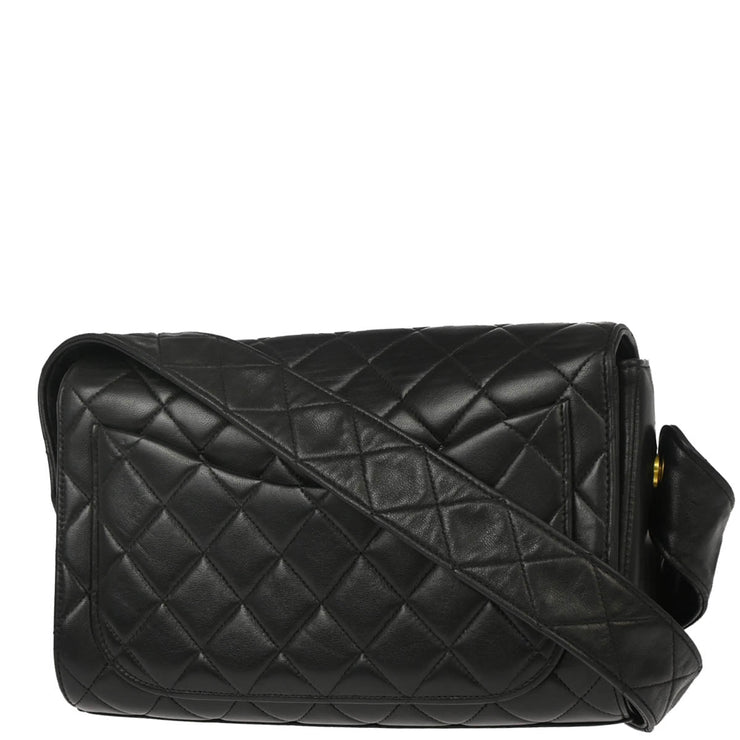 Chanel Black Lambskin Single Flap Shoulder Bag