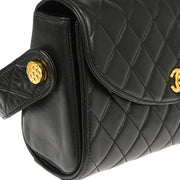 Chanel Black Lambskin Single Flap Shoulder Bag