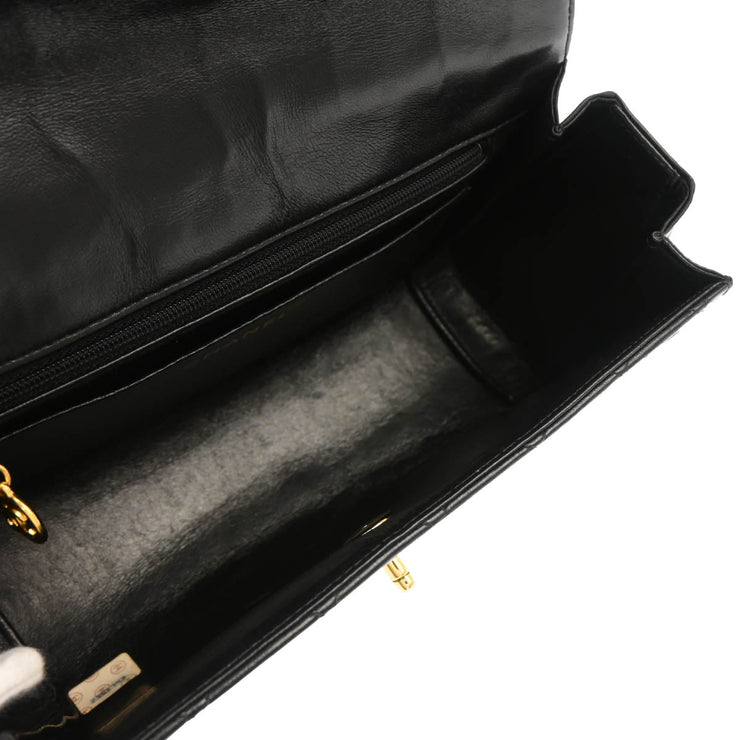 Chanel Black Lambskin Single Flap Shoulder Bag