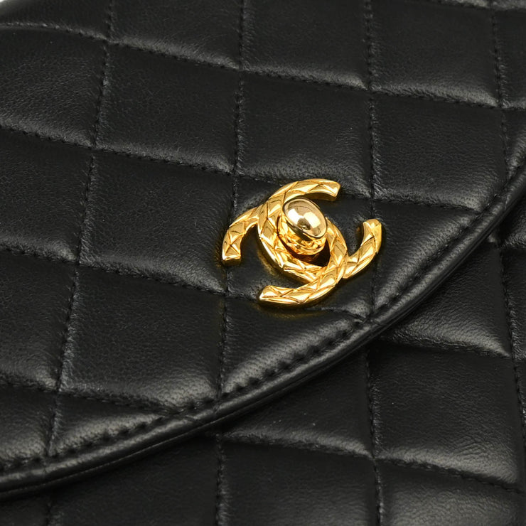 Chanel Black Lambskin Single Flap Shoulder Bag