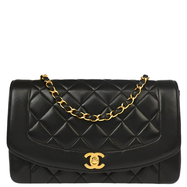 Chanel Black Lambskin Medium Diana Shoulder Bag