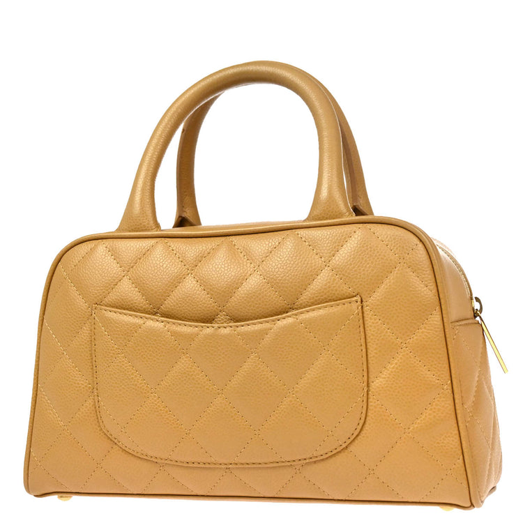 Chanel 2003-2004 Beige Caviar Bowling Bag 27