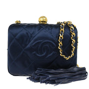 Chanel Navy Satin Shoulder Bag