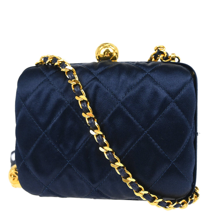 Chanel Navy Satin Shoulder Bag