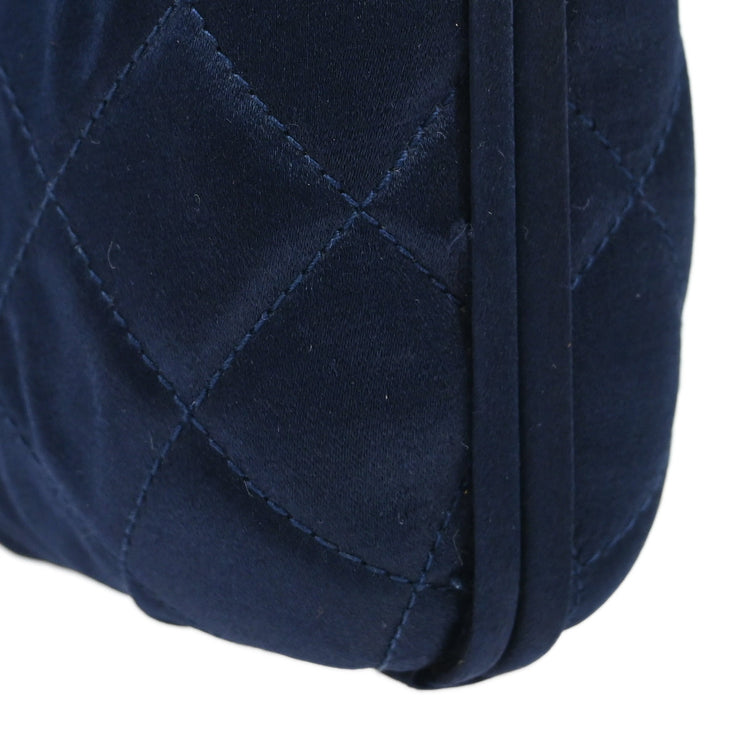 Chanel Navy Satin Shoulder Bag