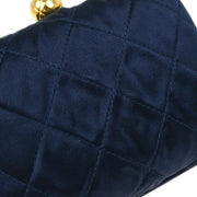 Chanel Navy Satin Shoulder Bag