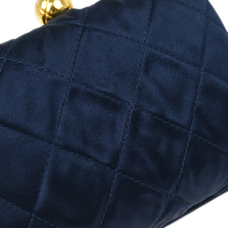 Chanel Navy Satin Shoulder Bag