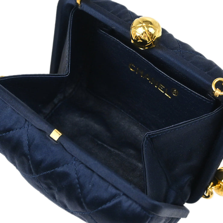 Chanel Navy Satin Shoulder Bag