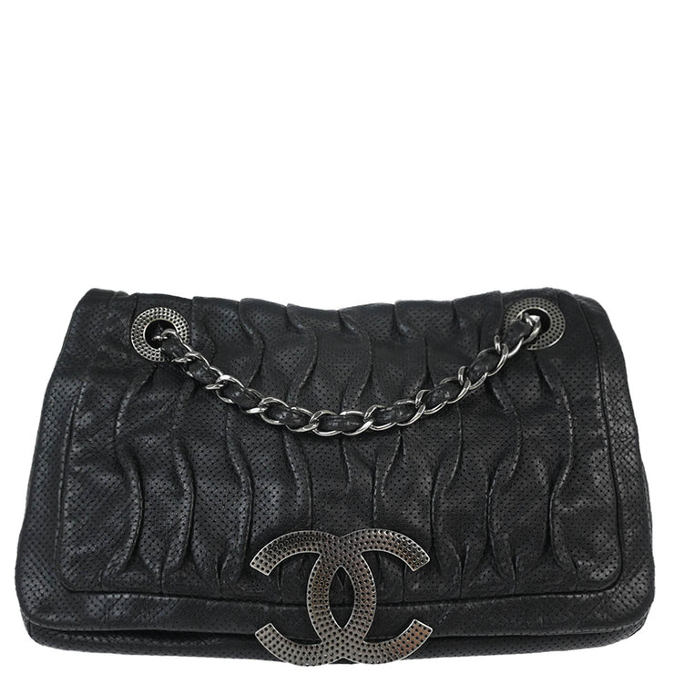 Chanel 2008-2009 Black Perforated Lambskin Shoulder Bag