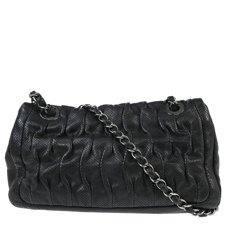 Chanel 2008-2009 Black Perforated Lambskin Shoulder Bag
