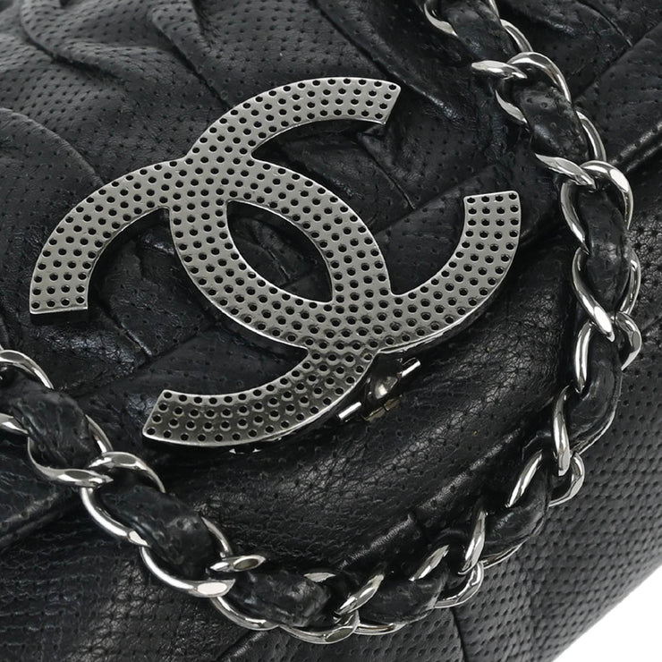 Chanel 2008-2009 Black Perforated Lambskin Shoulder Bag